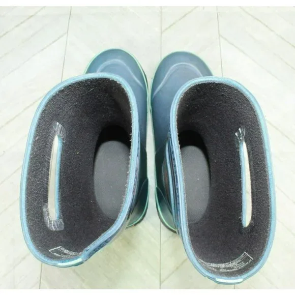 Bogs Pansies Blue Rubber Pull On Floral Waterproof Rain Boots Size 4 Youth - Picture 7 of 9